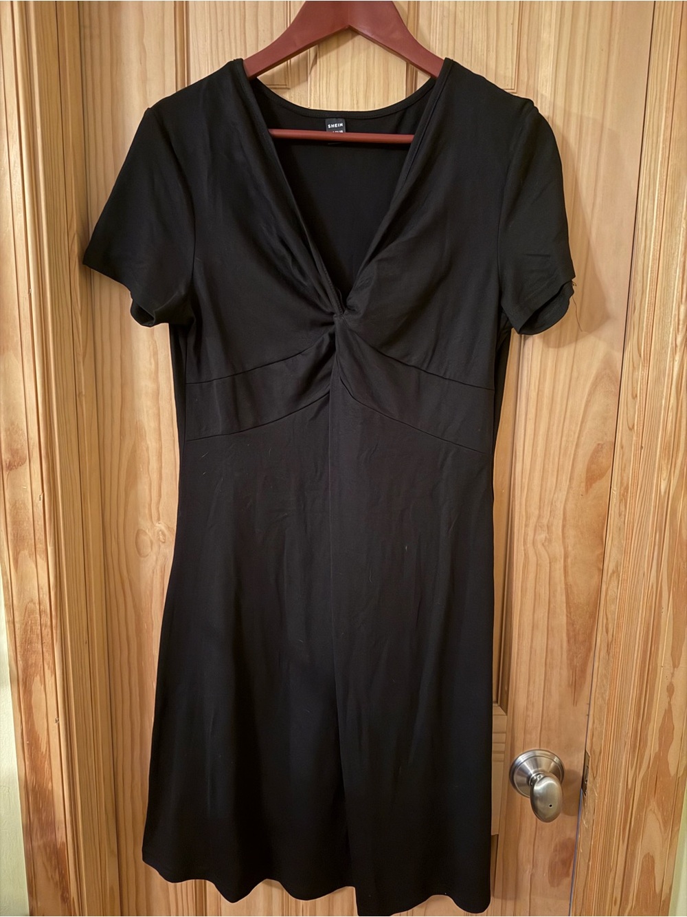 SHEIN Black Twist-Front Midi Dress